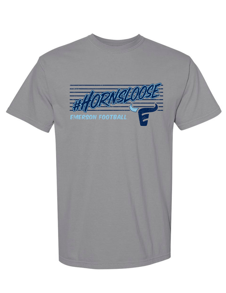 Emerson Football Horns Loose Comfort Colors Grey Tee