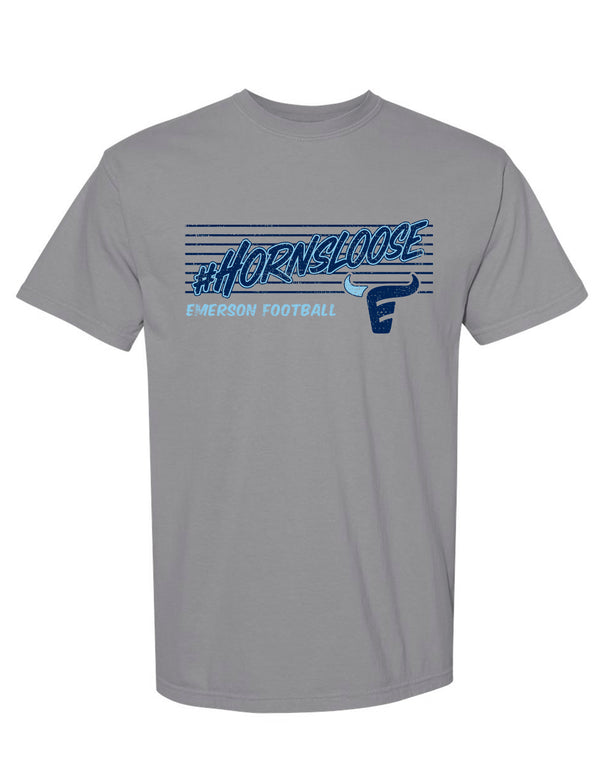 Emerson Football Horns Loose Comfort Colors Grey Tee