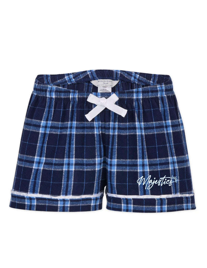 Emerson Majestics Boxercraft Navy & Columbia Plaid Flannel Women's Shorts