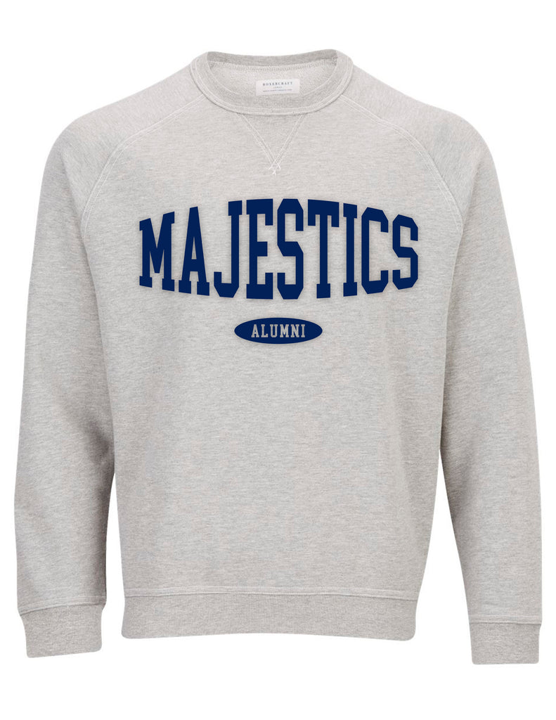 Emerson Majestics Boxercraft Oxford Gray ALUMNI Puffy Print Crewneck Sweatshirt