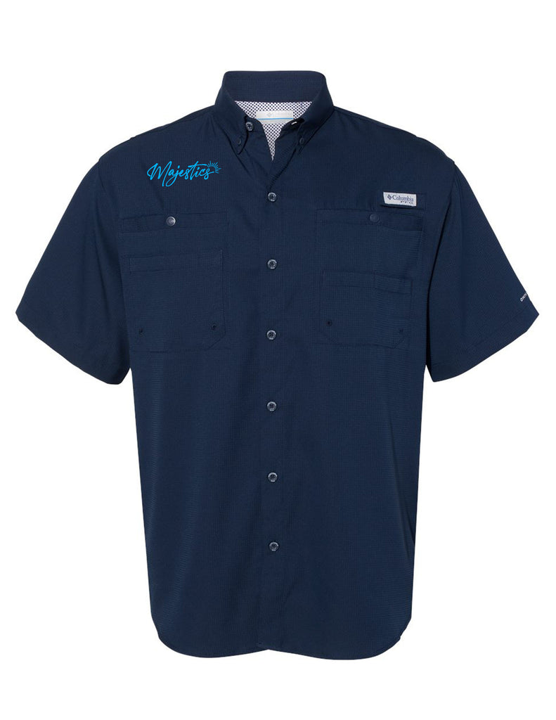 Emerson Majestics Columbia Navy Fishing Shirt with Embroidered Logo