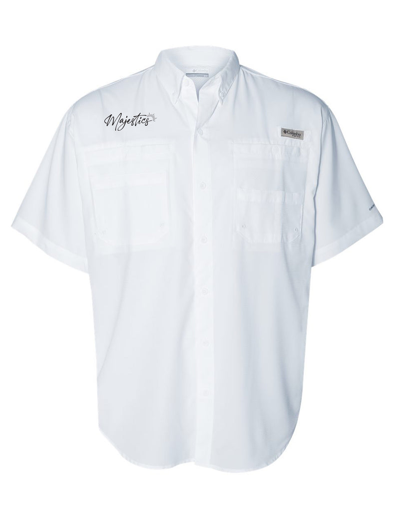 Emerson Majestics Columbia White Fishing Shirt with Embroidered Logo