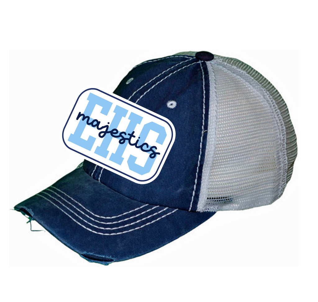 Emerson Majestics Denim & White EHS Script Distressed Patch Hat