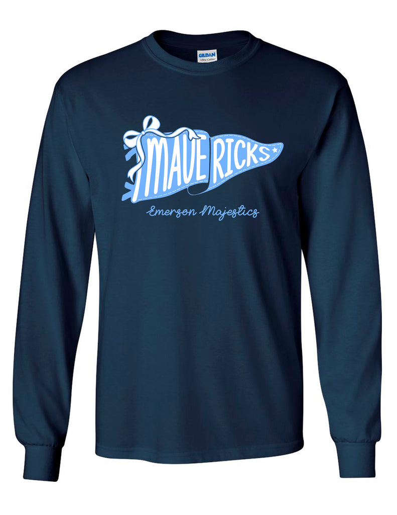 Emerson Majestics Navy Pennant Design Long Sleeve Tee