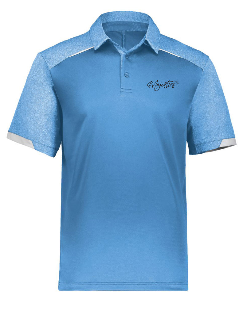 Emerson Majestics Russell Athletic Columbia Blue Heathered Polo with Embroidered Logo