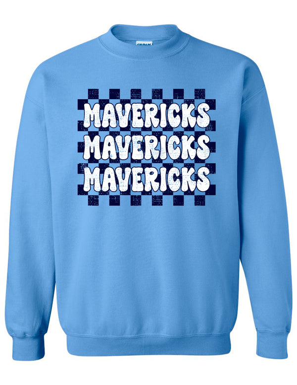 Emerson Majestics Stacked Checker Carolina Blue Crewneck Sweatshirt