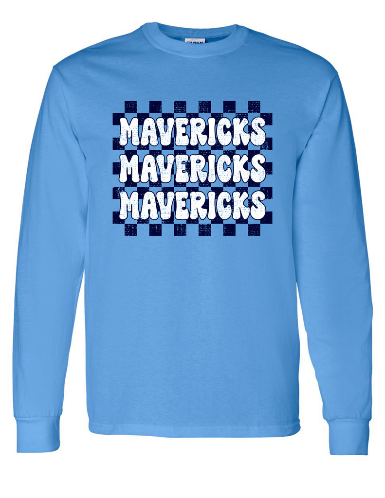 Emerson Majestics Stacked Checker Carolina Blue Long Sleeve Tee