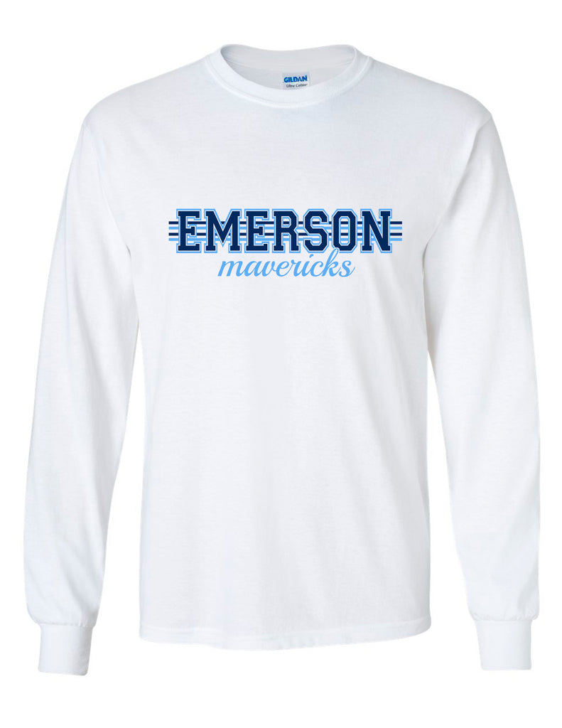 Emerson Majestics White Stripe Design Long Sleeve Tee