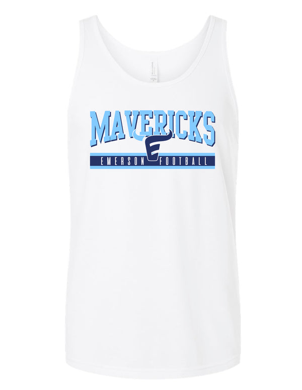 Emerson Football White Bella Canvas Mavericks Design Jersey Tank