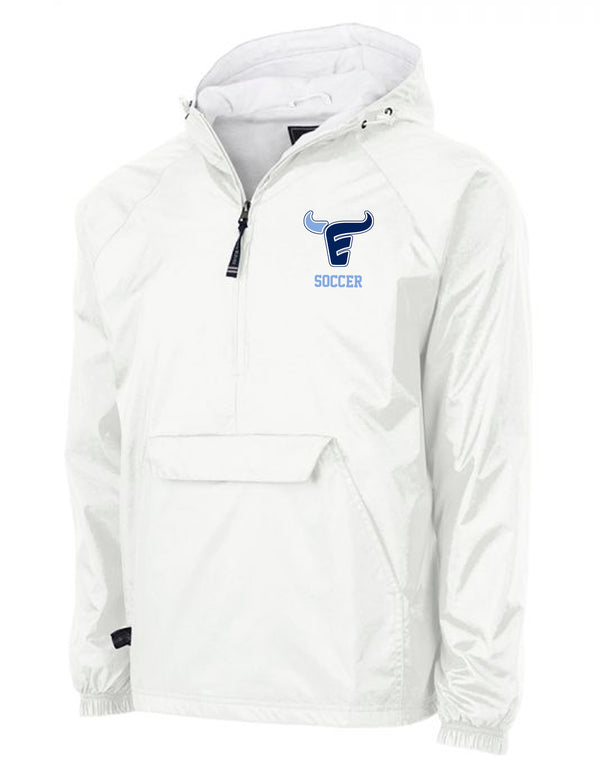 Emerson Soccer All White Charles River All-Weather Pullover with Embroidered Logo