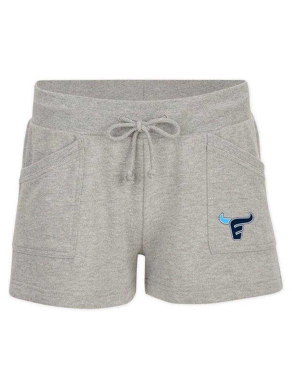 Emerson Soccer Boxercraft Oxford Gray Safari Women's Fleece Shorts w Printed Logo
