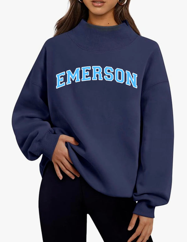 Emerson Soccer Navy Collegiate Style Mock Neck Sweatshirt