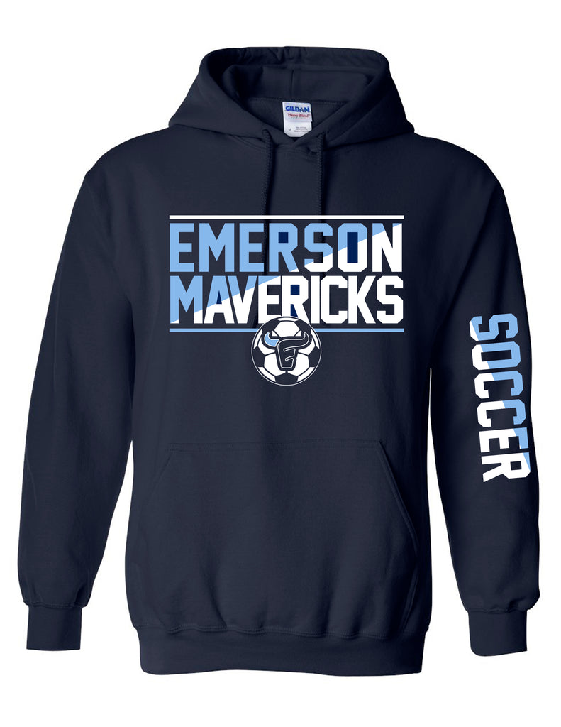 Emerson Soccer Navy Slant Ball Design Hoodie
