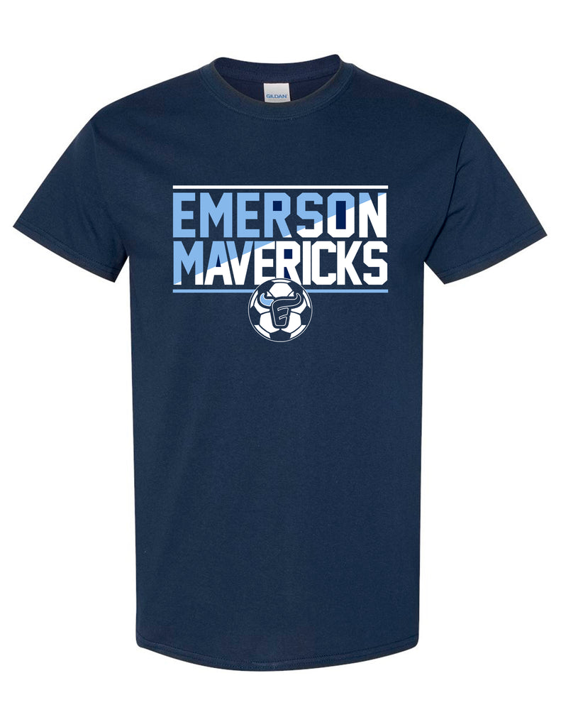 Emerson Soccer Navy Slant Ball Design Tee