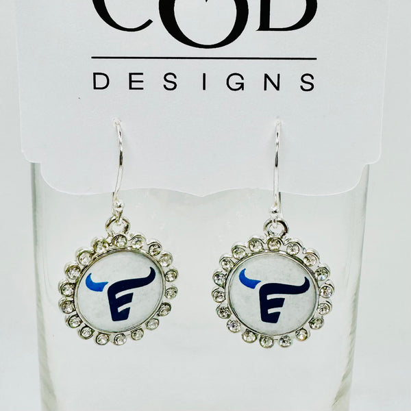 Emerson Soccer Silver Plated Rhinestone Logo Earrings