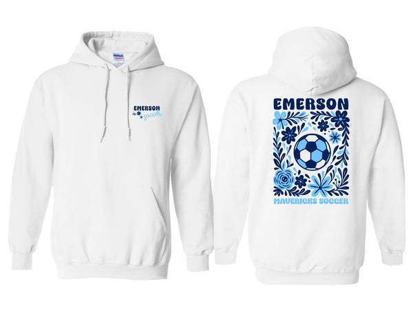 Emerson Soccer White Retro Floral Frocket Hoodie