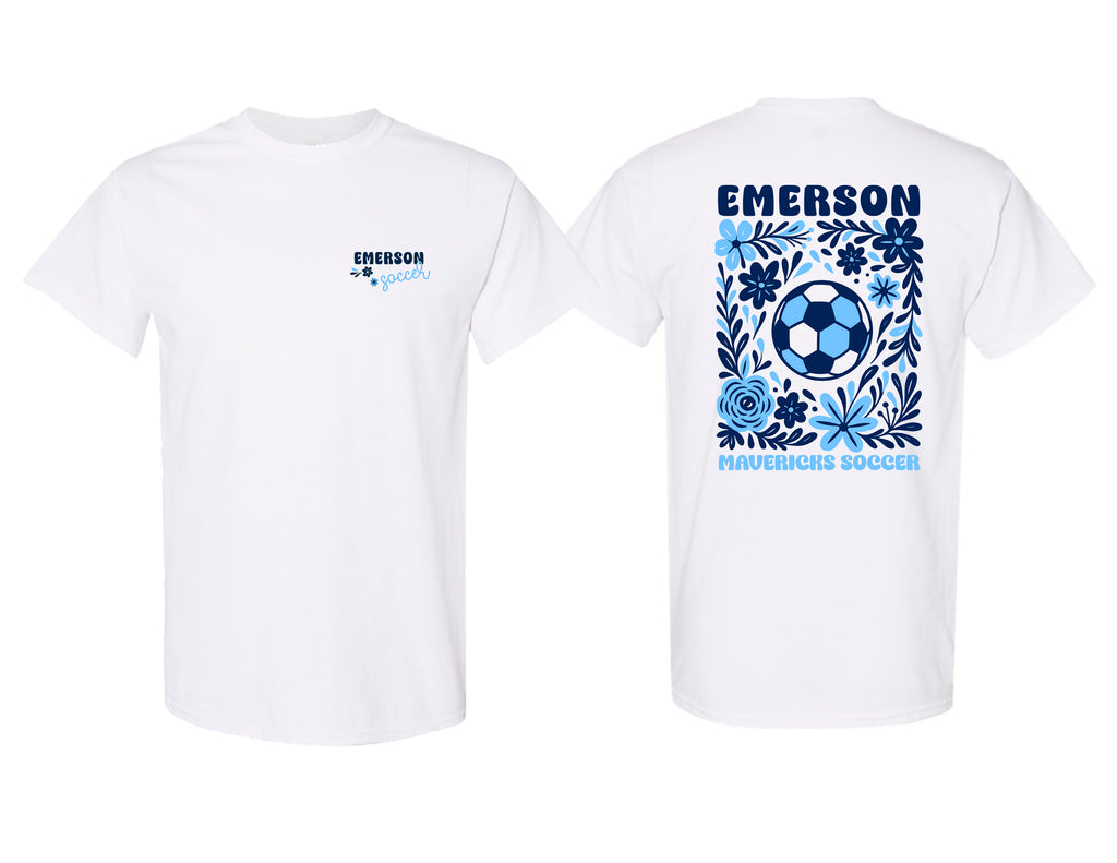 Emerson Soccer White Retro Floral Frocket Tee