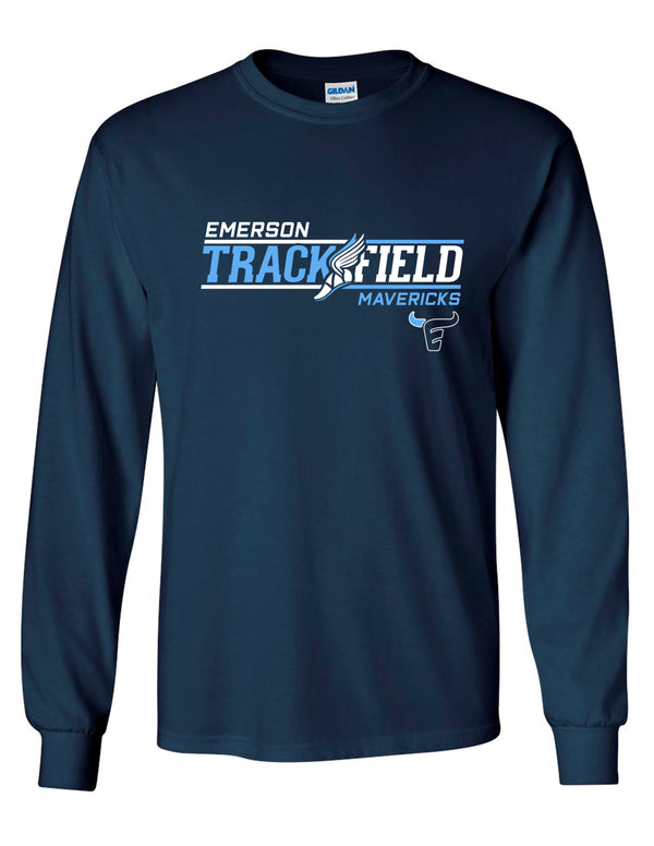 Emerson Cross Country Navy Track & Field Long Sleeve Tee