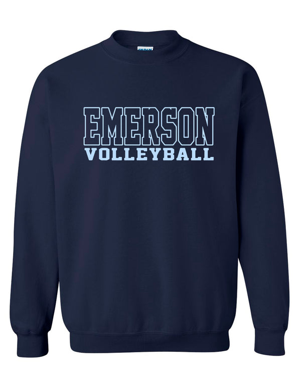 Emerson Volleyball Gildan Crewneck Sweatshirt Navy Outline