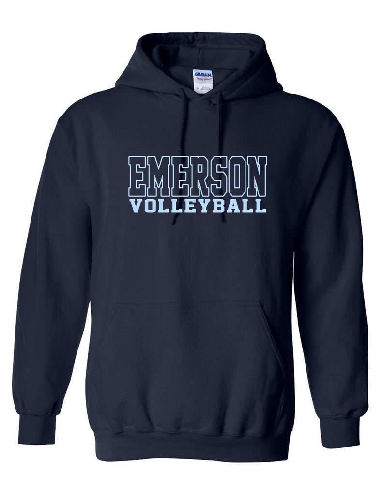 Emerson Volleyball Hoodie Gildan Navy Outline