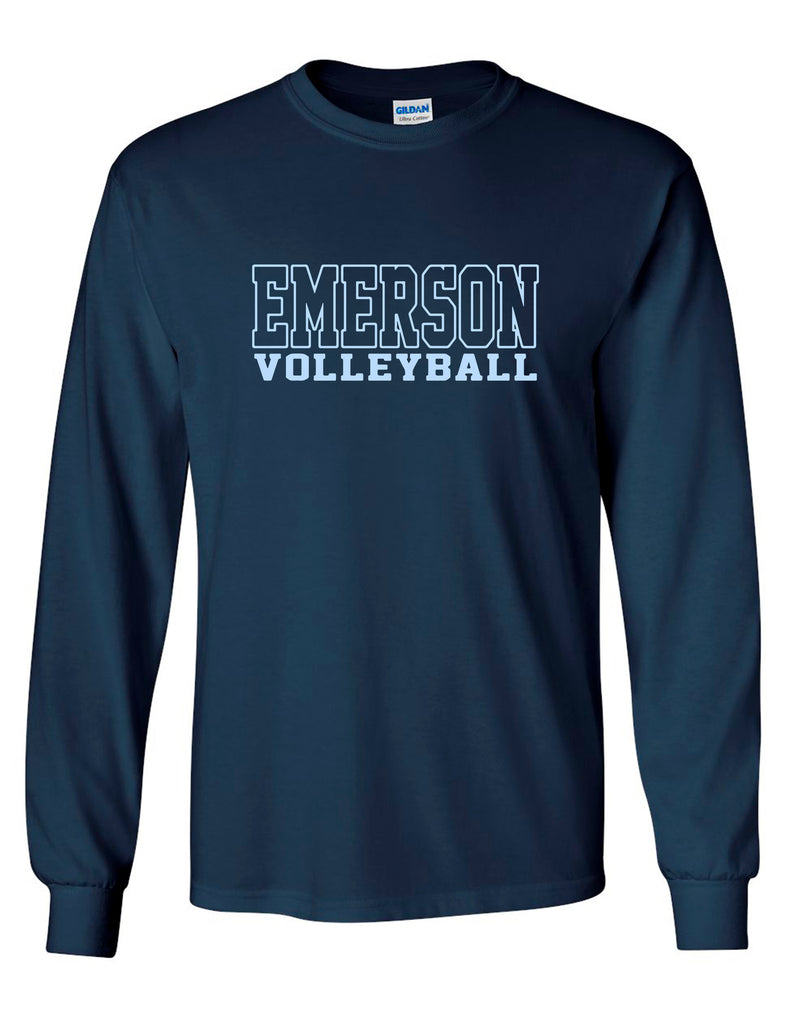 Emerson Vollleball Gildan Long Sleeve T-Shirt Navy Outline