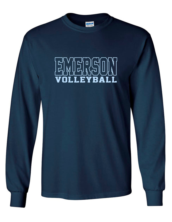 Emerson Vollleball Gildan Long Sleeve T-Shirt Navy Outline