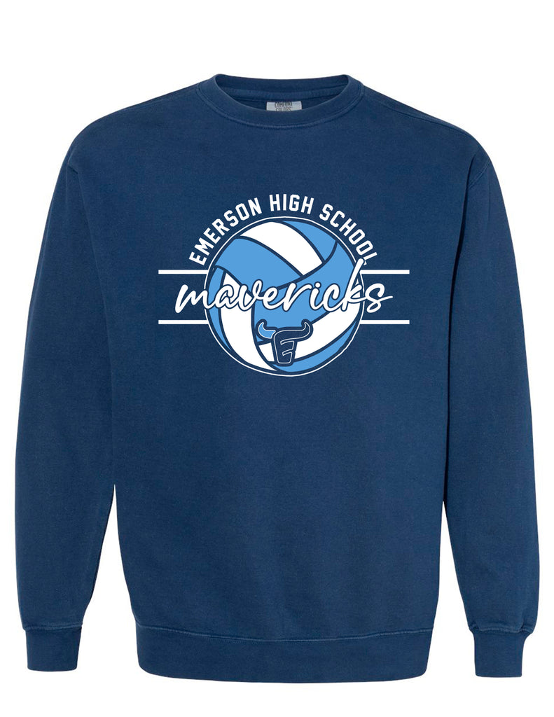 Emerson Volleyball Comfort Color Crewneck Sweatshirt Navy Ball