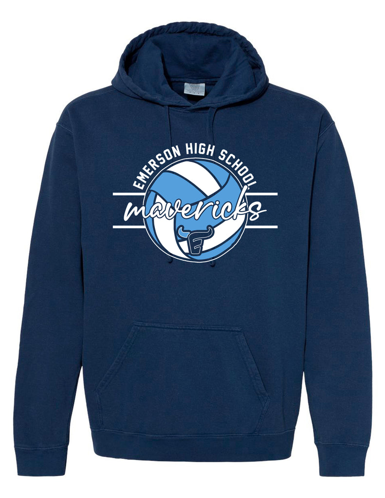Emerson Volleyball Comfort Color Hoodie Navy Ball