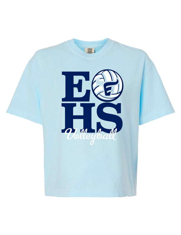 Emerson Volleyball Comfort Color Short Sleeve Boxy Cropped T-shirt Chambray EHS