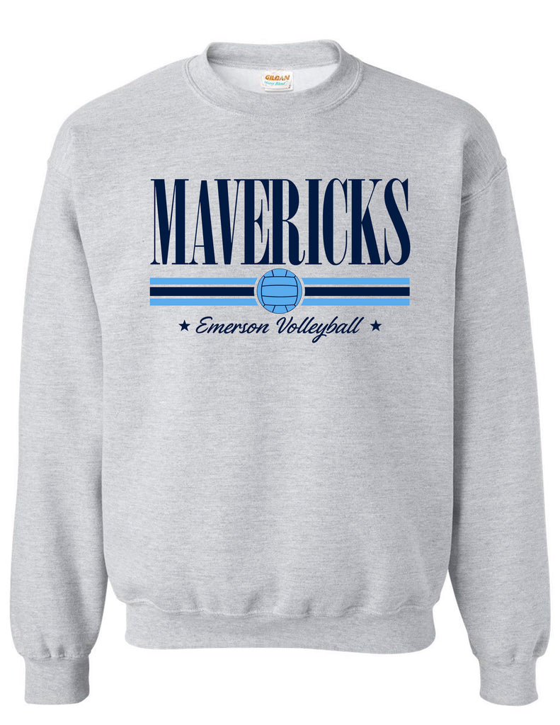 Emerson Volleyball MAVERICKS Stripe Ash Gray Crewneck