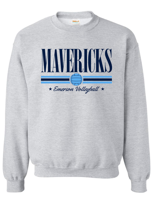 Emerson Volleyball MAVERICKS Stripe Ash Gray Crewneck