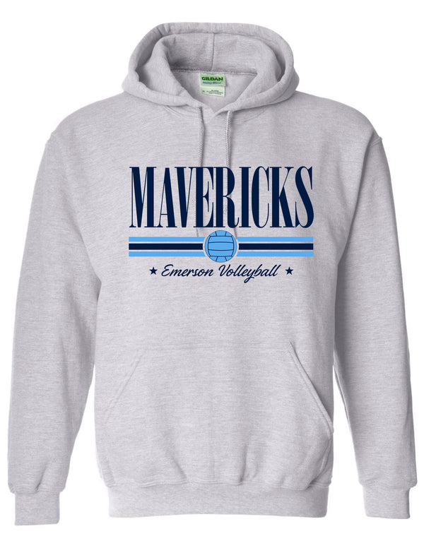 Emerson Volleyball MAVERICKS Stripe Ash Gray Hoodie