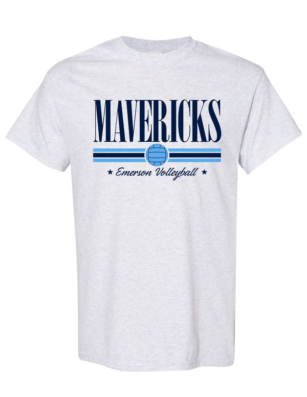 Emerson Volleyball MAVERICKS Stripe Ash Gray Tee