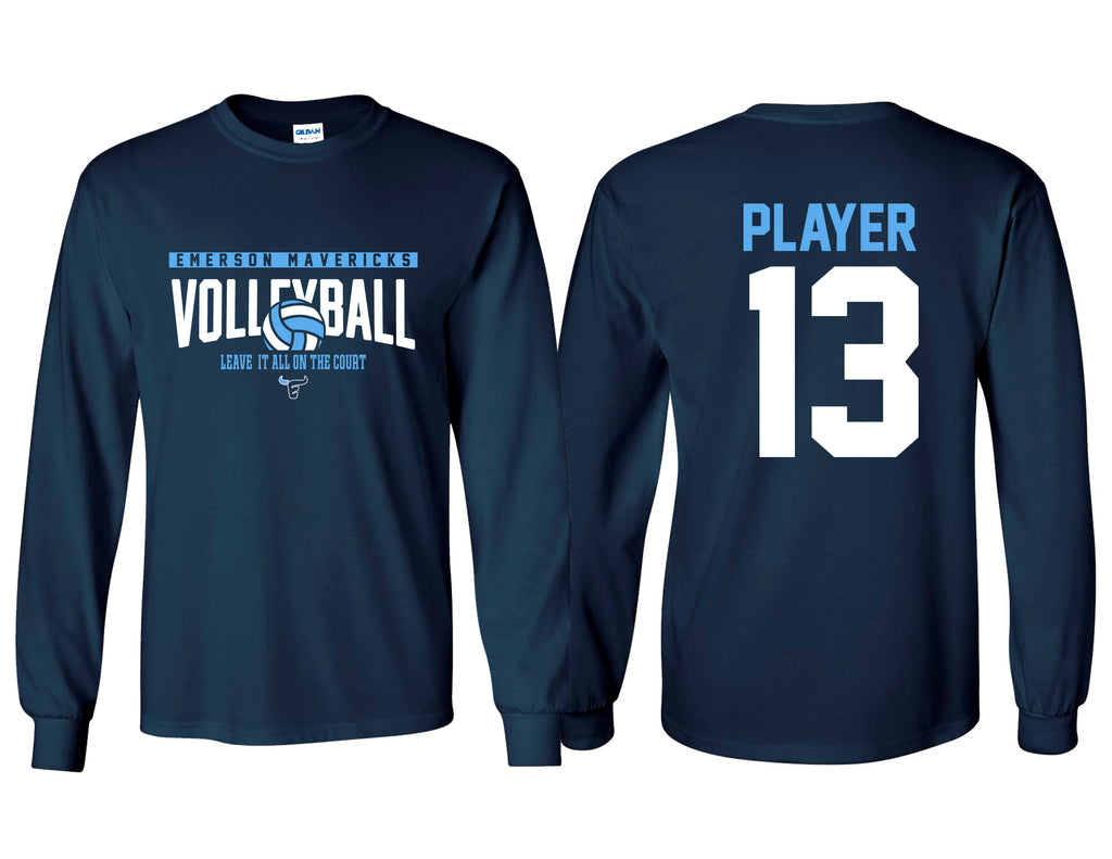 Emerson Volleyball Gildan Long Sleeve T-Shirt Navy/Personalized