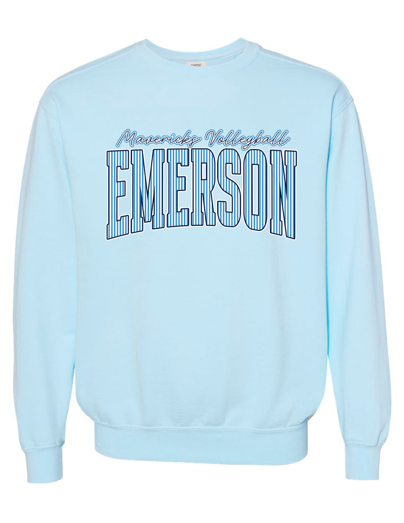 Emerson Volleyball Pinstripe Comfort Colors Chambray Crewneck