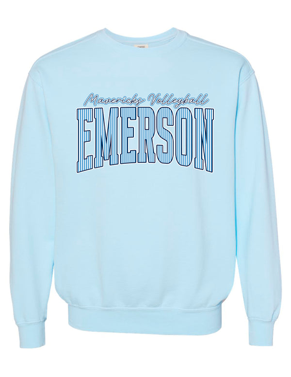 Emerson Volleyball Pinstripe Comfort Colors Chambray Crewneck