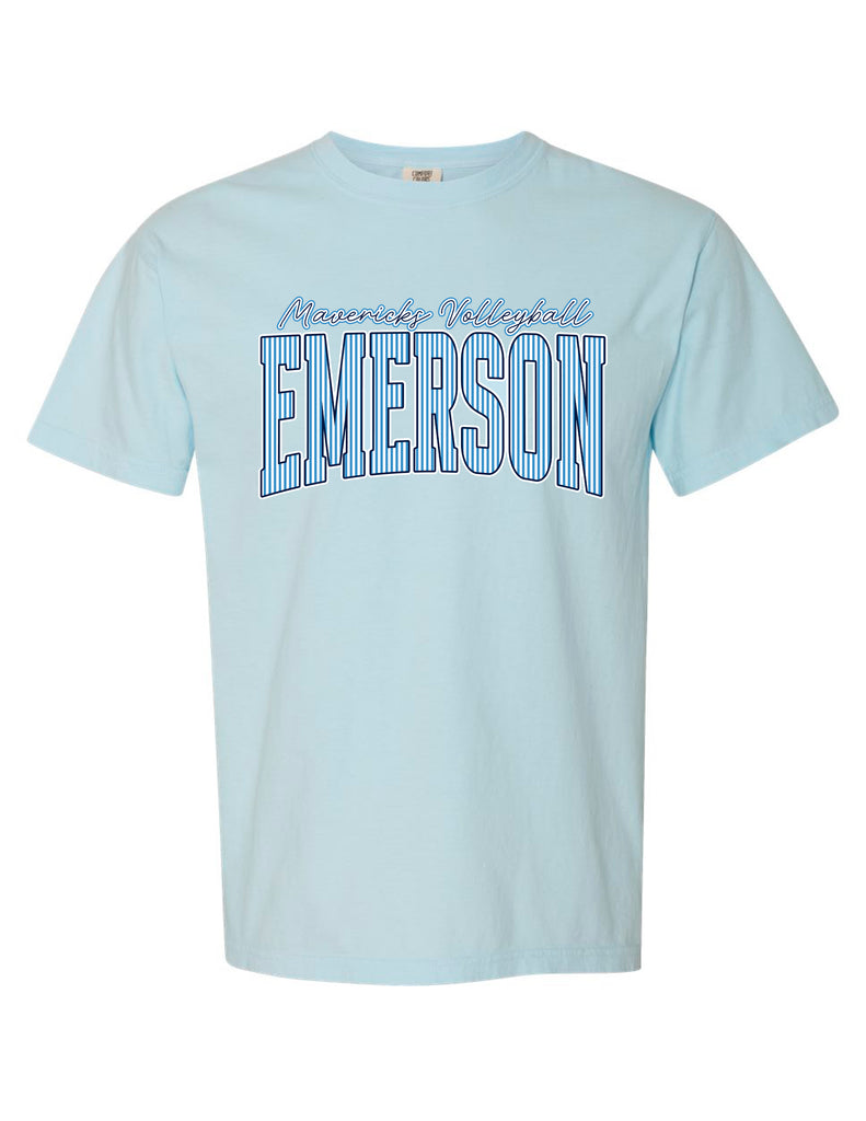 Emerson Volleyball Pinstripe Comfort Colors Chambray Tee