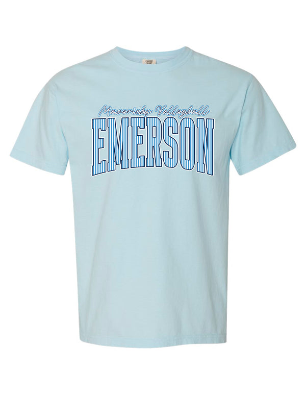 Emerson Volleyball Pinstripe Comfort Colors Chambray Tee