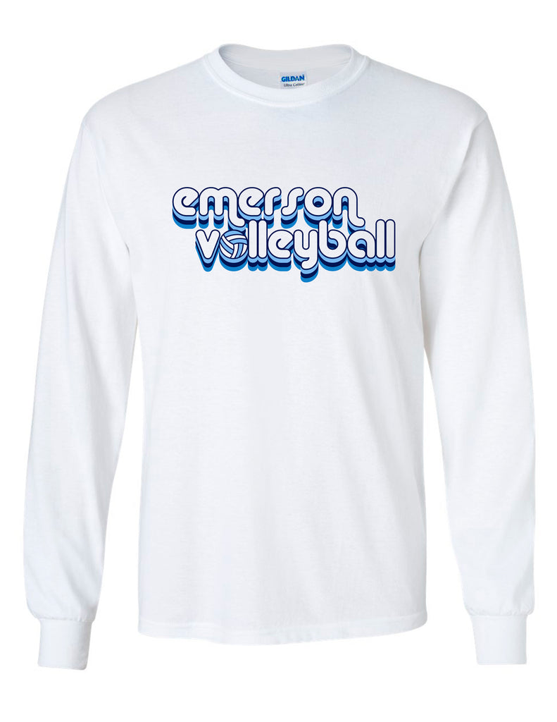 Emerson Volleyball Gildan Long Sleeve T-Shirt White Retro