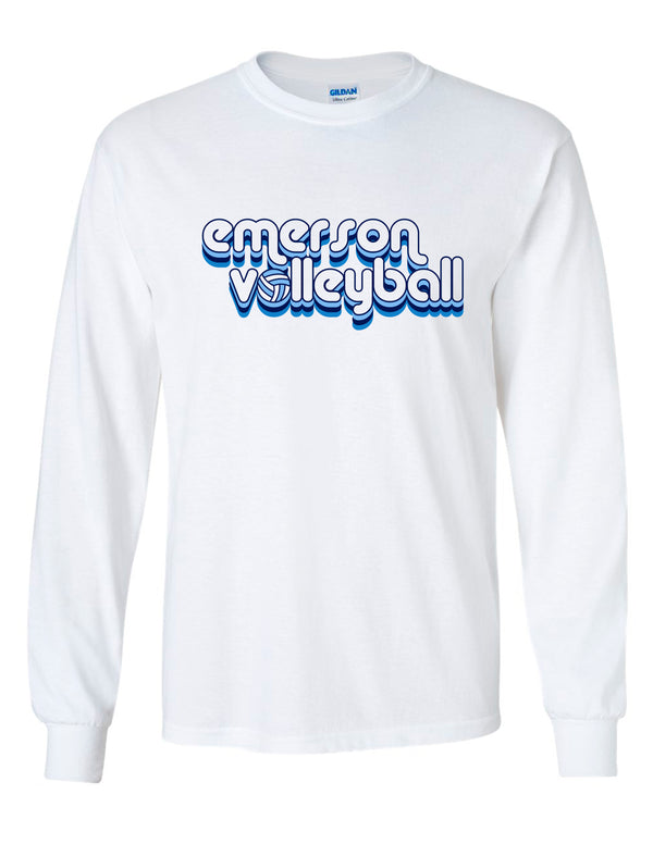 Emerson Volleyball Gildan Long Sleeve T-Shirt White Retro