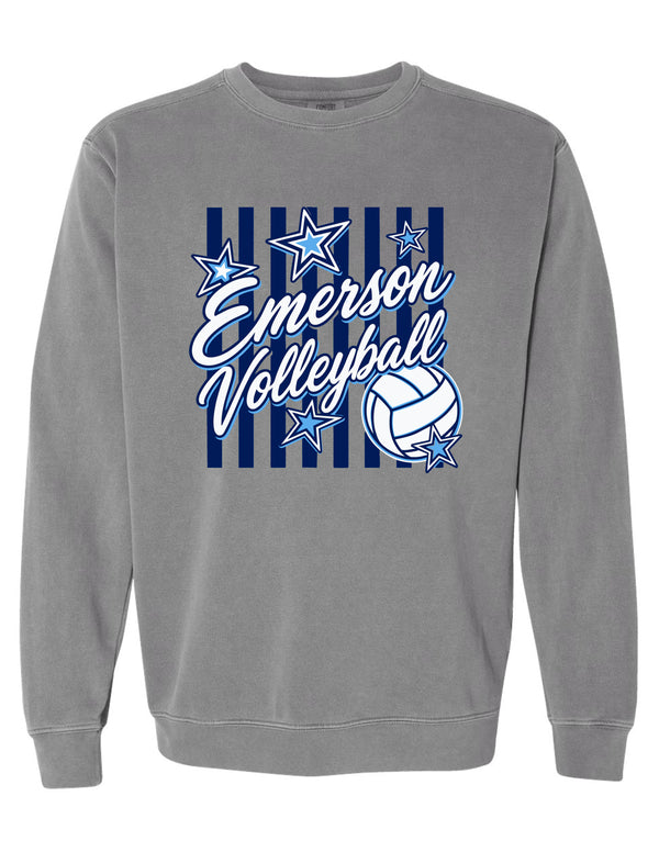 Emerson Volleyball Comfort Color Crewneck Sweatshirt Grey