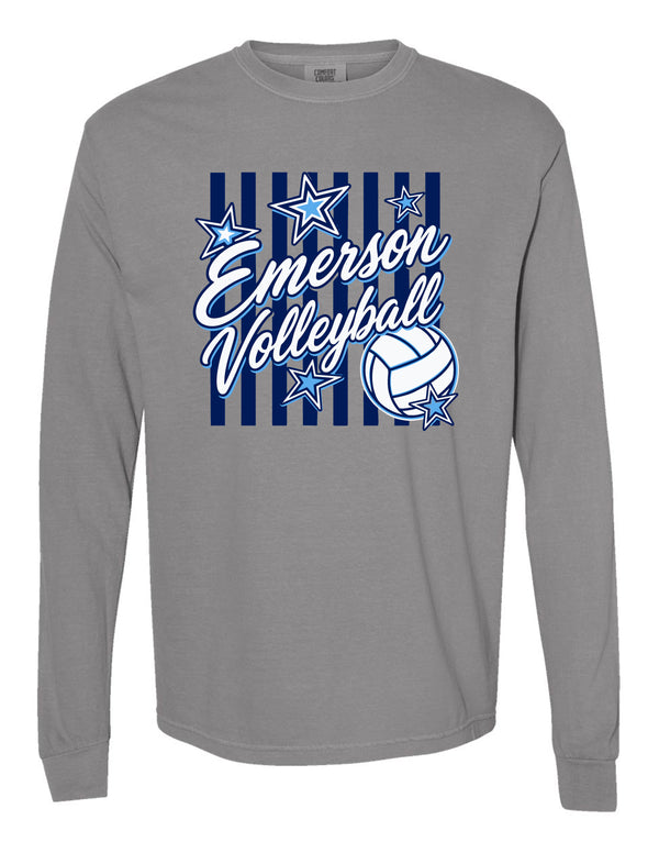 Emerson Volleyball Comfort Color Long Sleeve T-Shirt Grey