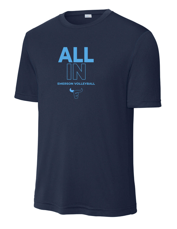 Emerson Volleyball Sports Tek Drifit Short Sleeve ALL IN Team Shirt