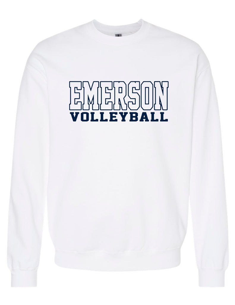 Emerson Volleyball NEW Outline Design White Crewneck Sweatshirt