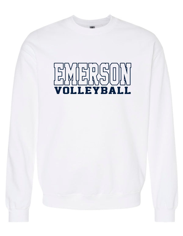 Emerson Volleyball NEW Outline Design White Crewneck Sweatshirt