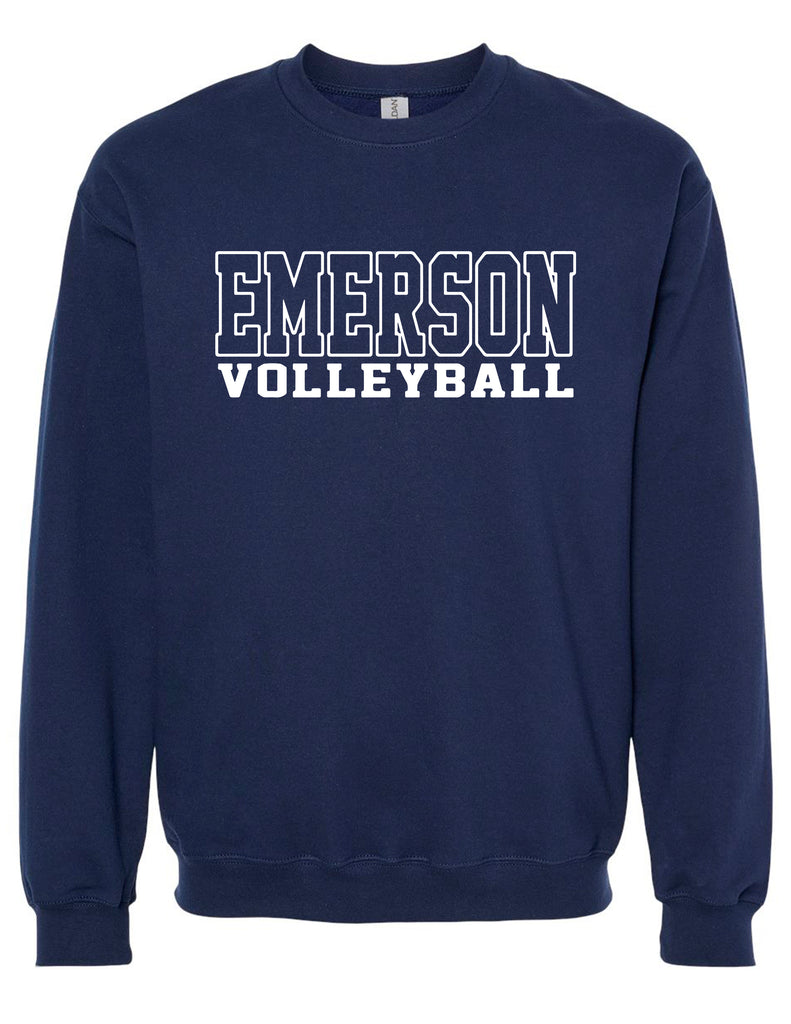 Emerson Volleyball NEW Outline Design Navy Crewneck Sweatshirt