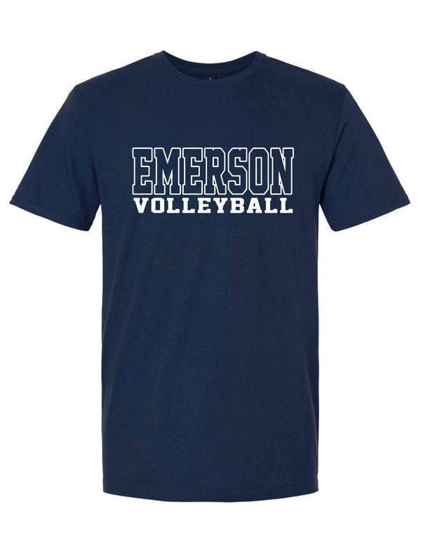 Emerson Volleyball New Outline Design Navy Tee