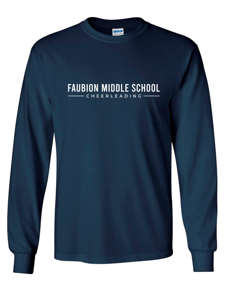 Faubion Cheer Bold Gildan Navy Long Sleeve Tee