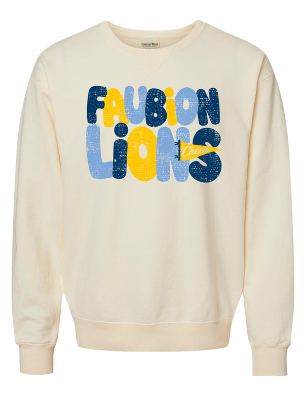 Faubion Cheer Bubble Pennant Parchment Comfort Wash Crewneck