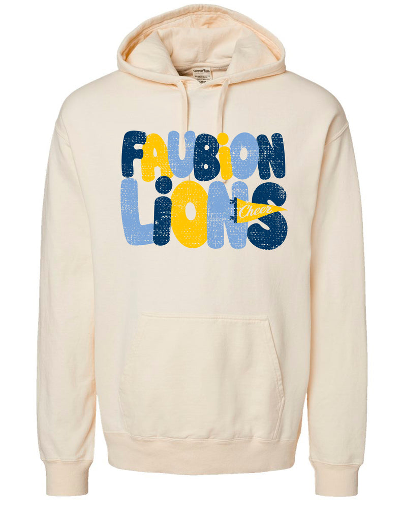 Faubion Cheer Bubble Pennant Parchment Comfort Wash Hoodie